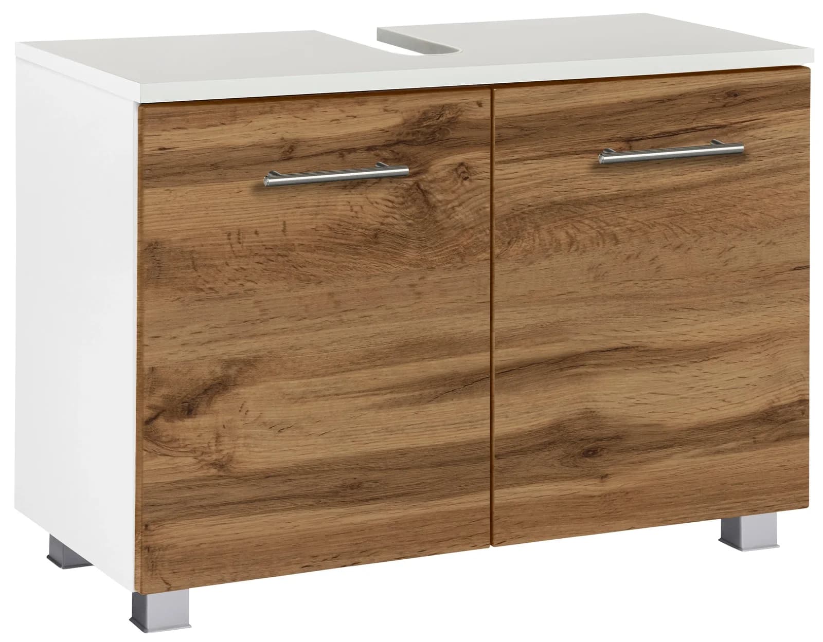 WELLTIME Waschbeckenunterschrank Trento Wotaneiche Weiß 80cm