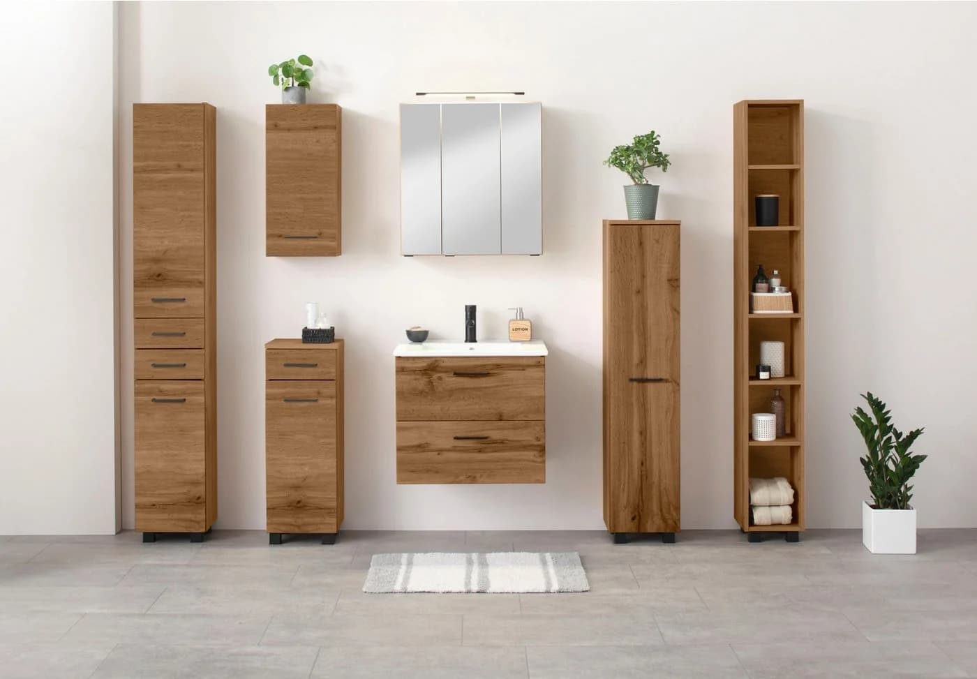 WELLTIME Midischrank Trento wotan eiche 1 Tür