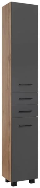 WELLTIME Hochschrank Trento Grau Matt 180cm Badmöbel Bild 2