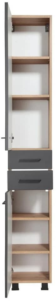 WELLTIME Hochschrank Trento Grau Matt 180cm Badmöbel - Bild 3