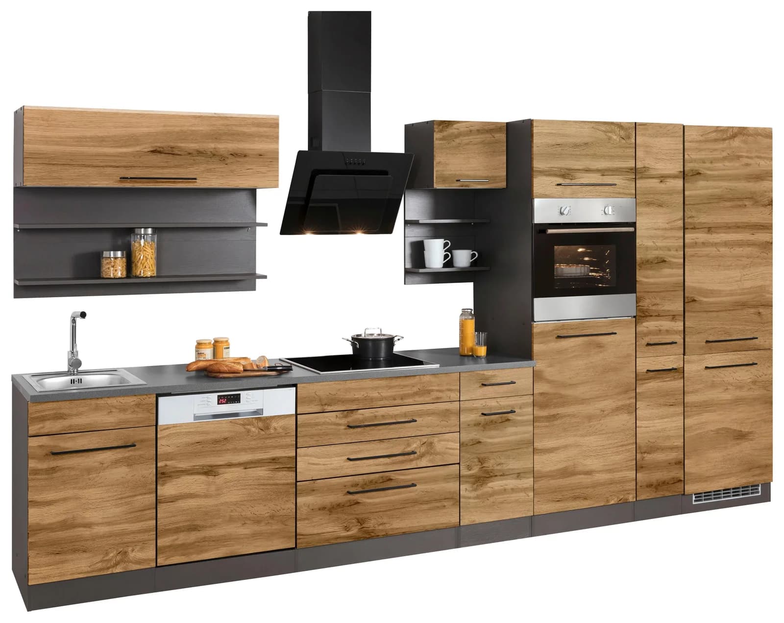 Küchenzeile KOCHSTATION KS-Tulsa 380 cm MDF Fronten