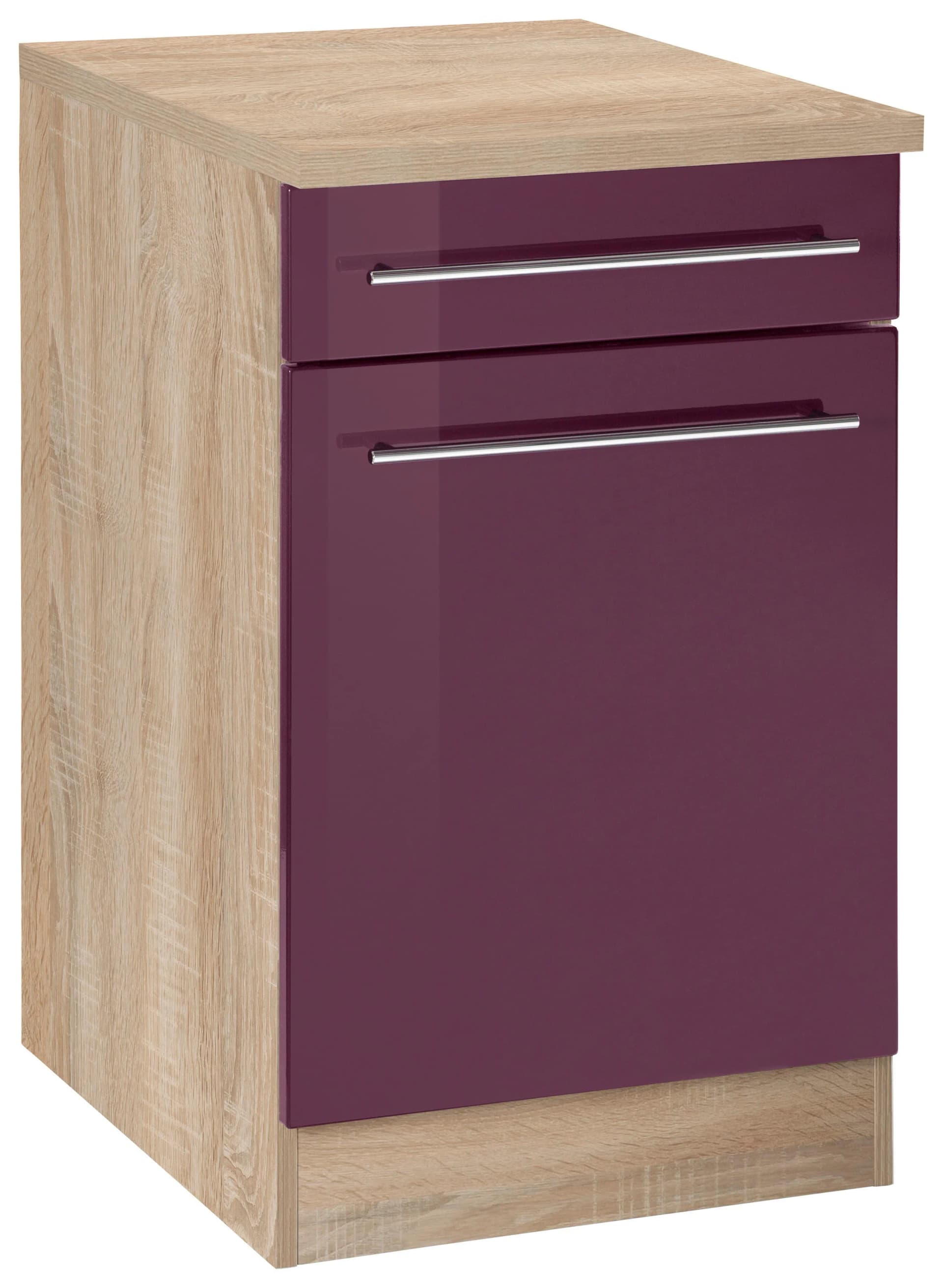 Kochstation KS-Eton Unterschrank Aubergine Hochglanz