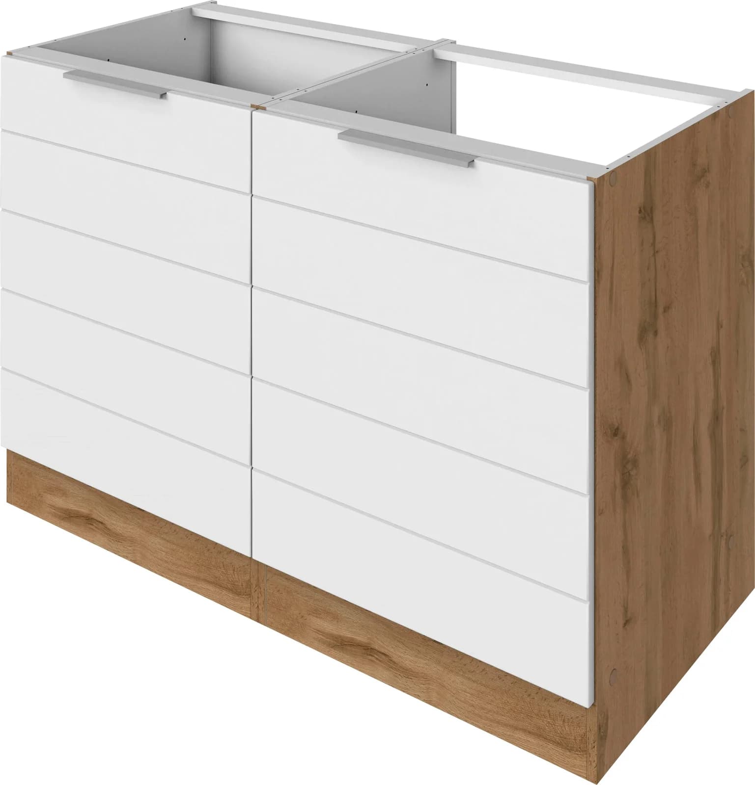 Spülenschrank KS-Luhe weiß matt wotaneiche MDF
