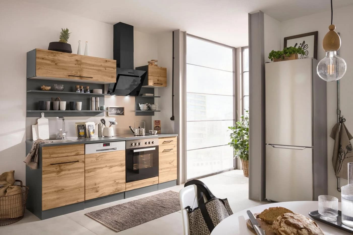 Küchenzeile KS-Tulsa 210cm Braun/Grau mit Spüle - Bild 2