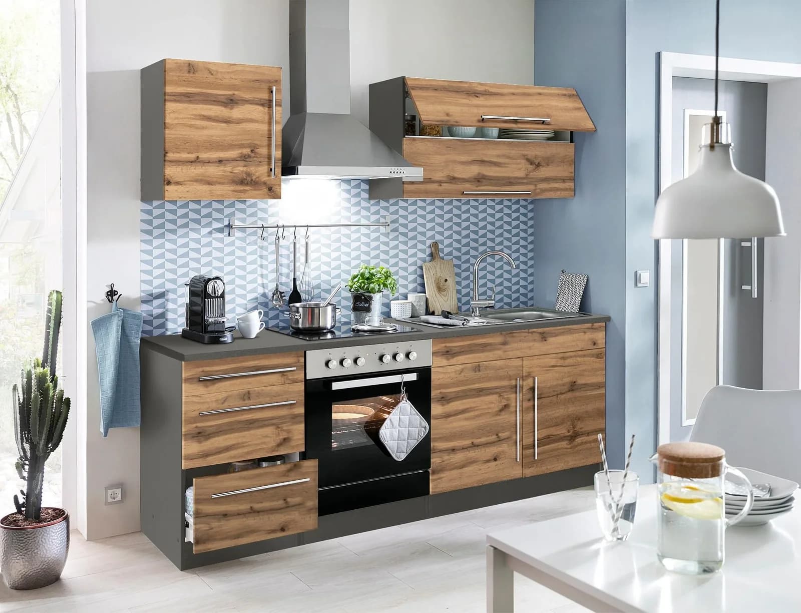 Kochstation Herdumbauschrank KS-Samos Braun Grau 60cm