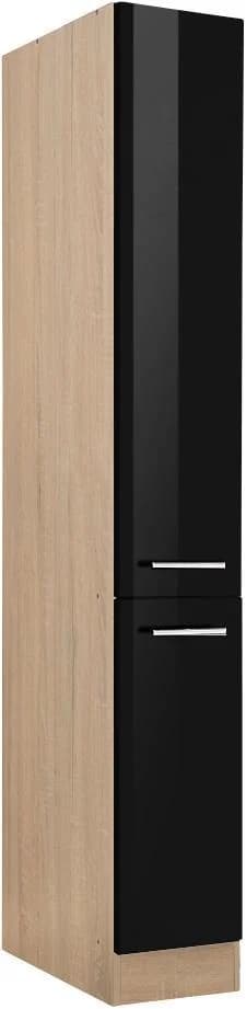 Kochstation Apothekerschrank KS-Eton Schwarz Hochglanz - Bild 3