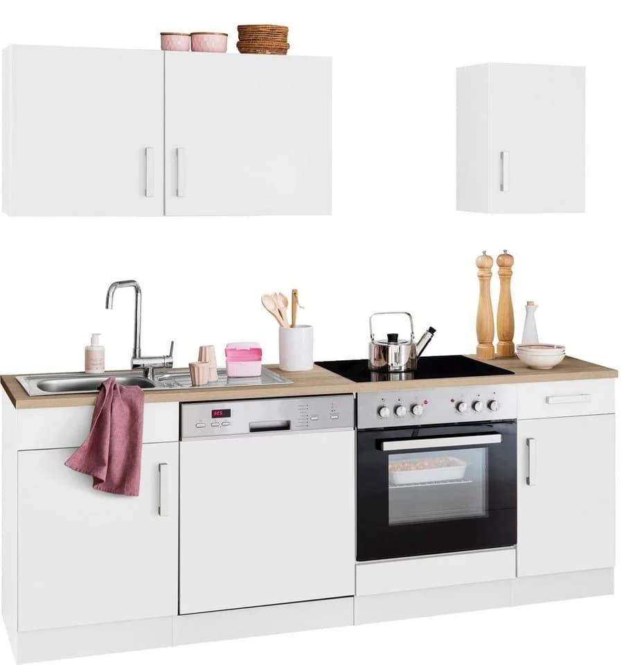 KOCHSTATION Küchenzeile KS-Gera 210 cm Weiß mit E-Geräten - Bild 3