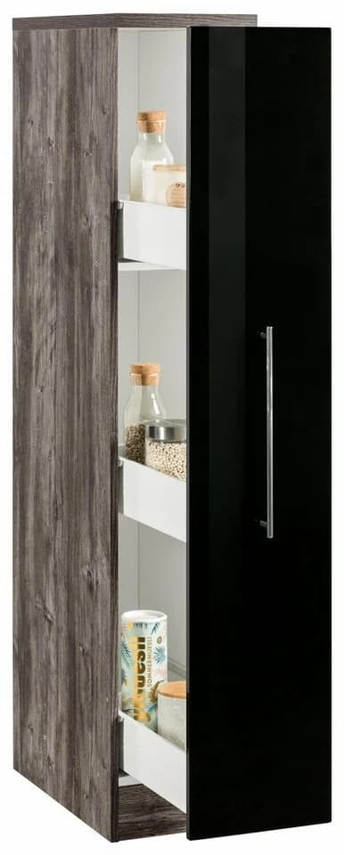 Kochstation Apothekerschrank KS-Samos Schwarz Hochglanz - Bild 3