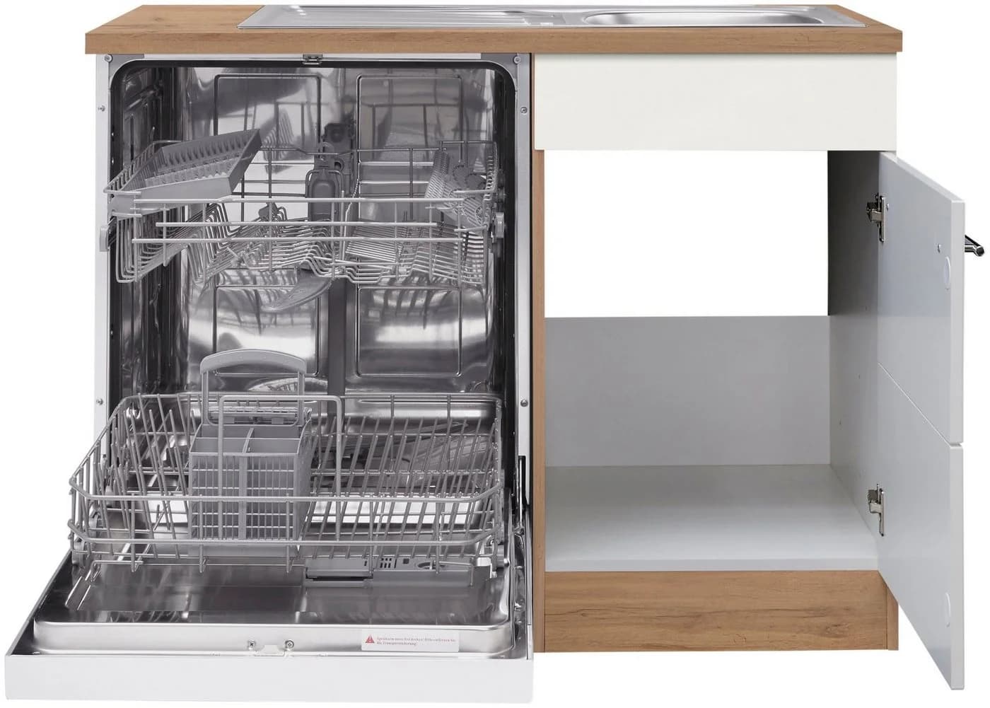 Kochstation Spülenschrank KS-Wien Weiß Wotaneiche - Bild 3
