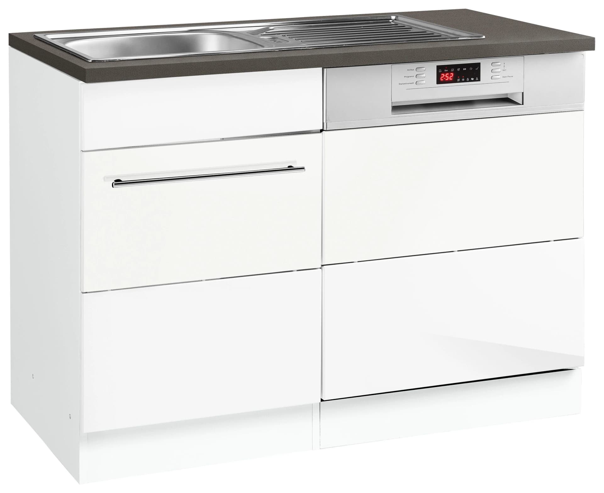 Kochstation Spülenschrank KS-Trient Weiß Hochglanz 110cm