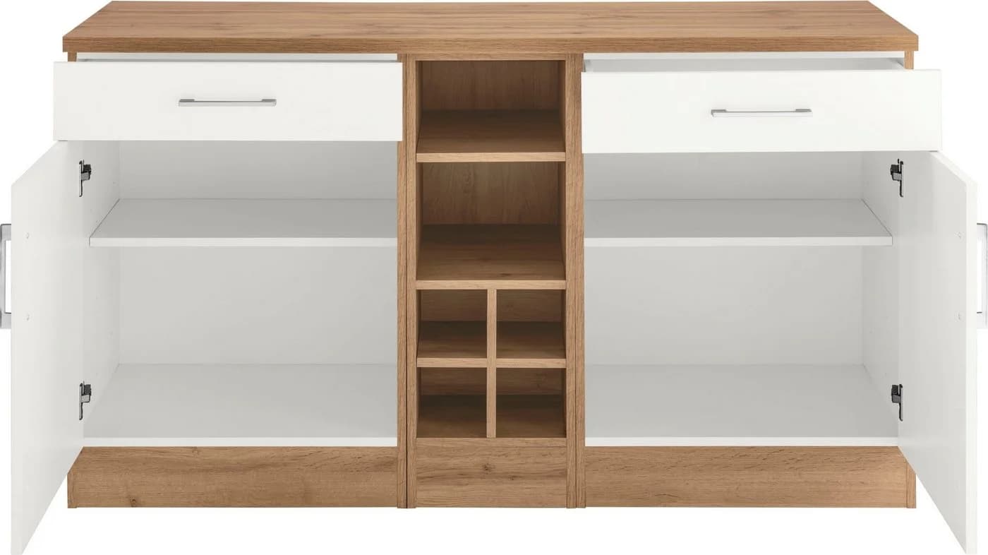 Kochstation KS-Colmar Unterschrank Weiß 150cm 2 Schubkästen 2 Türen - Bild 4