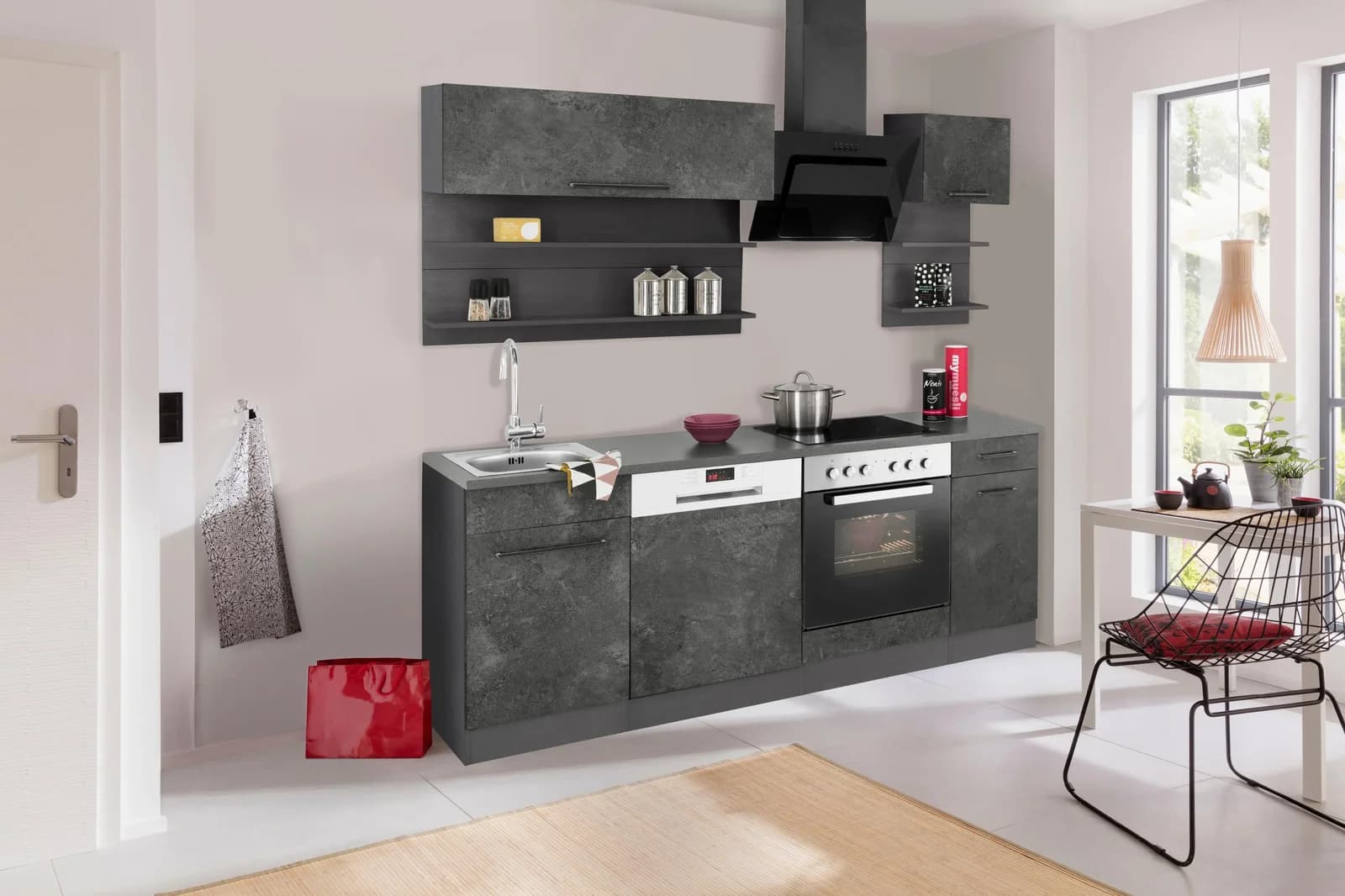 KOCHSTATION Küchenzeile KS-Tulsa 210 cm MDF Fronten