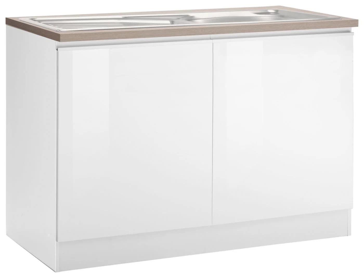 Kochstation KS-Ohio Spülenschrank Weiß Hochglanz 120cm - Bild 2