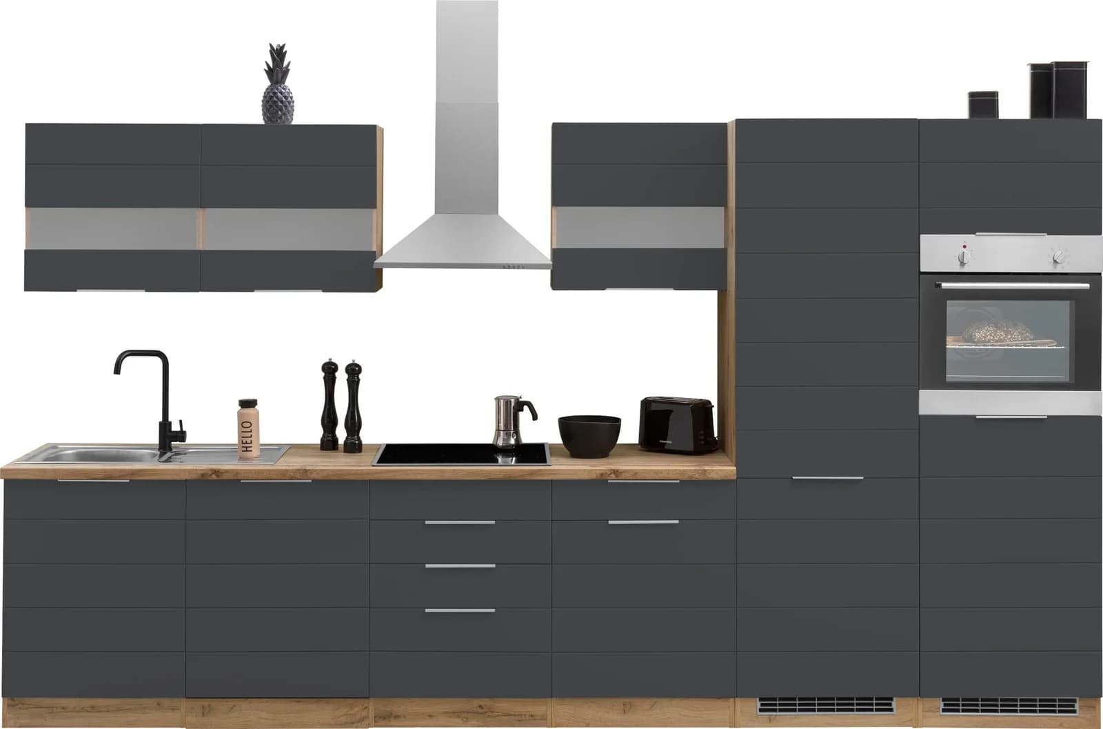 Billiger-baur.de Küchenzeile KS-Luhe 360 cm Grau Induktionskochfeld