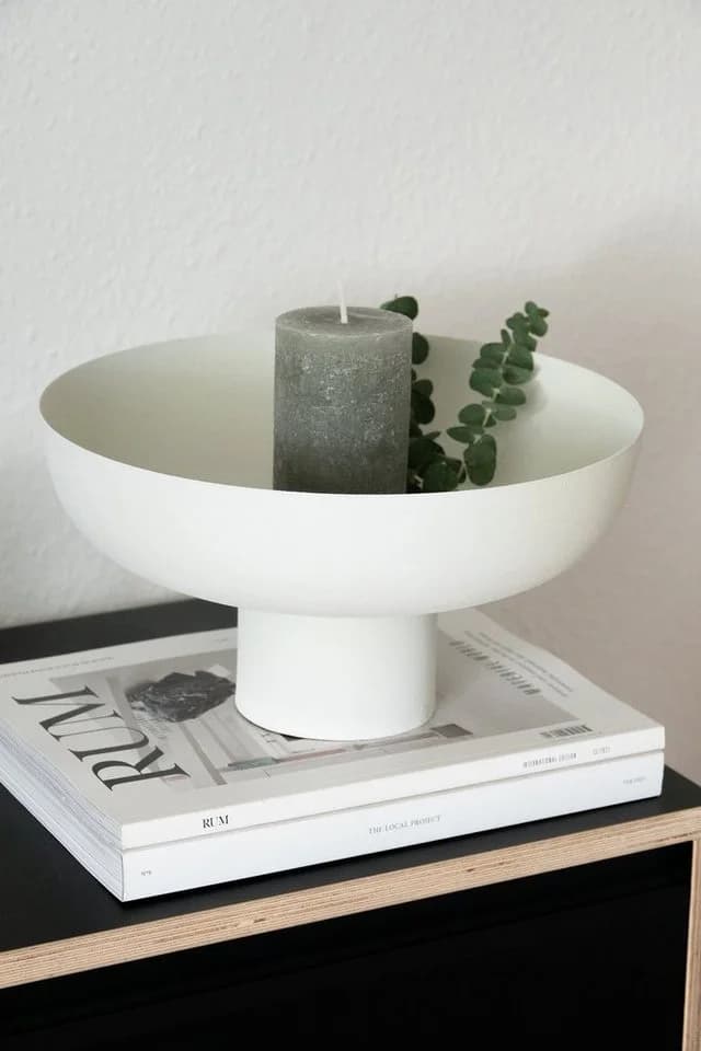 LaLe Living Dekoschale Janna Weiß Ø30 cm Metall