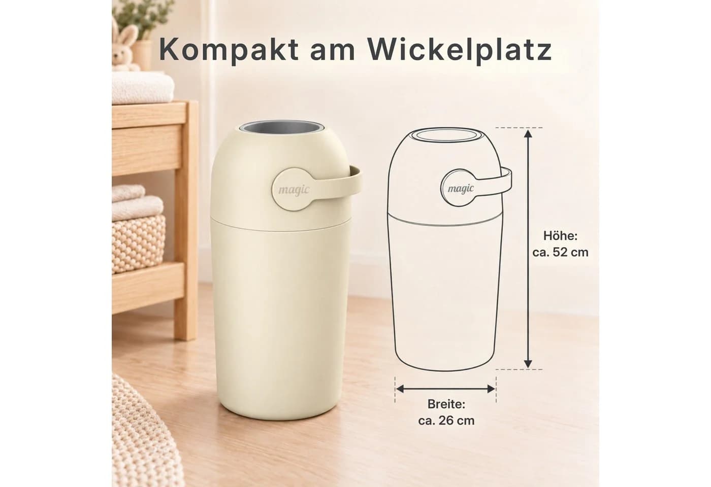 Kinderhaus Blaubaer Windeleimer Magic Majestic Weiß Geruchsdicht - Bild 3