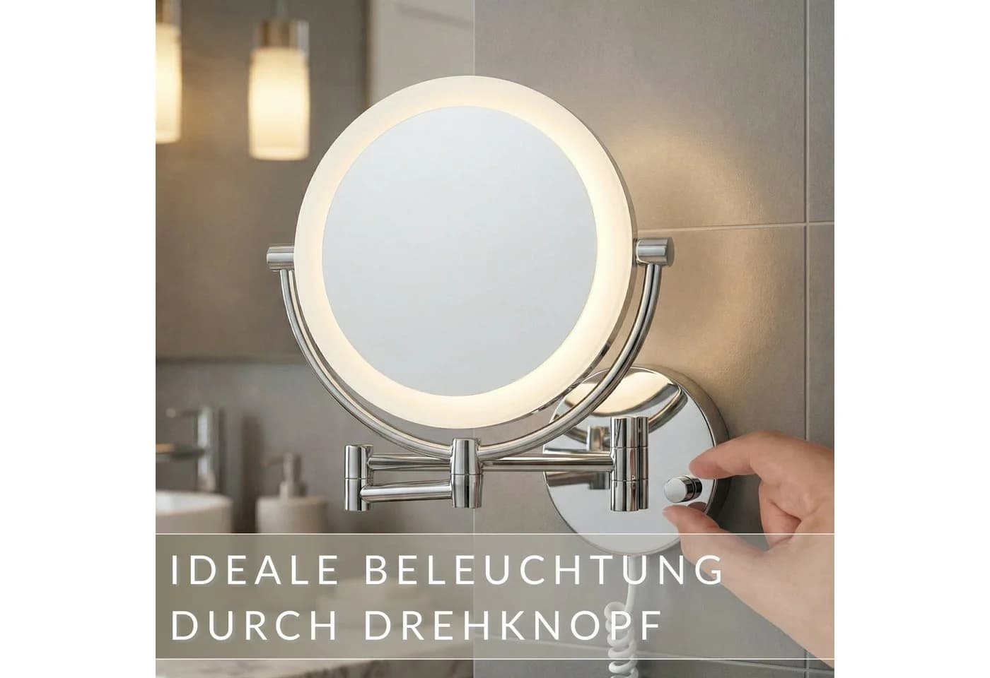 Libaro Kosmetikspiegel MODENA LED mit 5/10-fach Vergrößerung Silber - Bild 5
