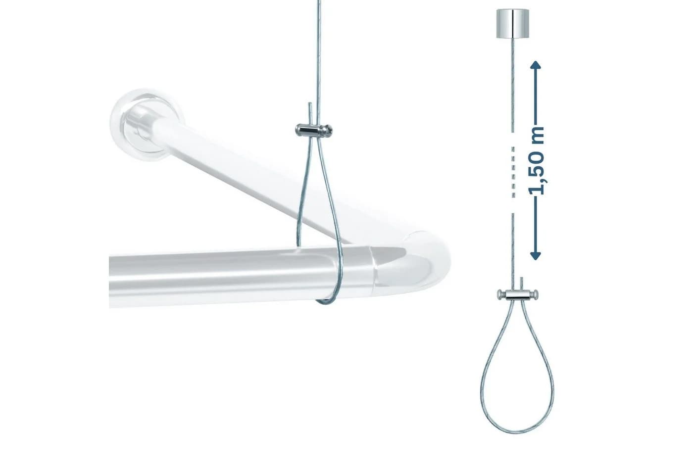 Libaro Universal Duschstange L- & U-Form Silber Aluminium - Bild 3
