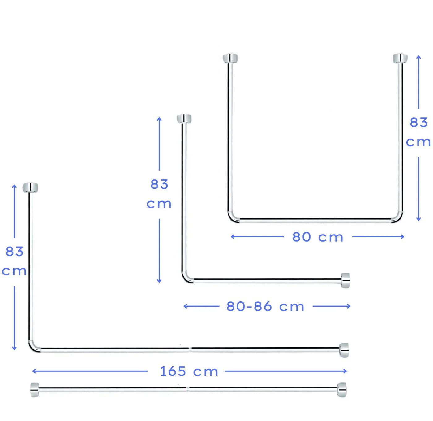 Libaro Universal Duschstange L- & U-Form Silber Aluminium - Bild 5