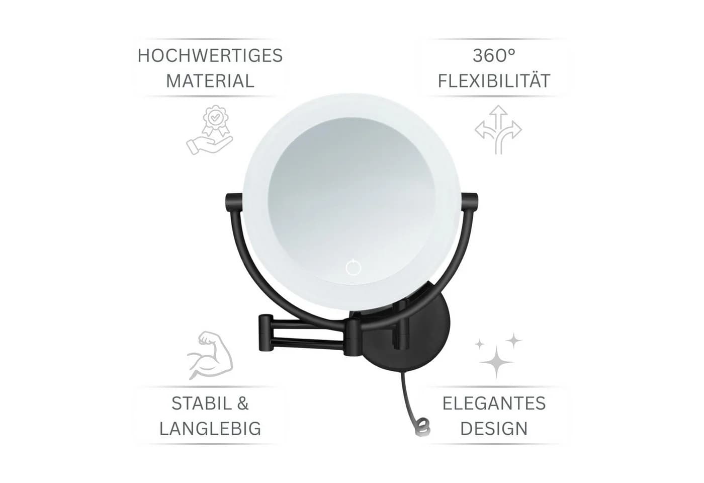 Libaro Kosmetikspiegel TOKIO XXL mit LED und 5/10-fach Vergrößerung Schwarz - Bild 4