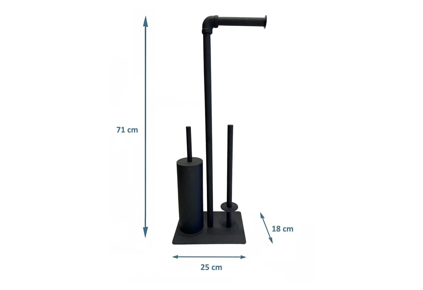Libaro Palermo WC-Garnitur Toilettenpapierhalter mit Toilettenbürste Schwarz Metall - Bild 5