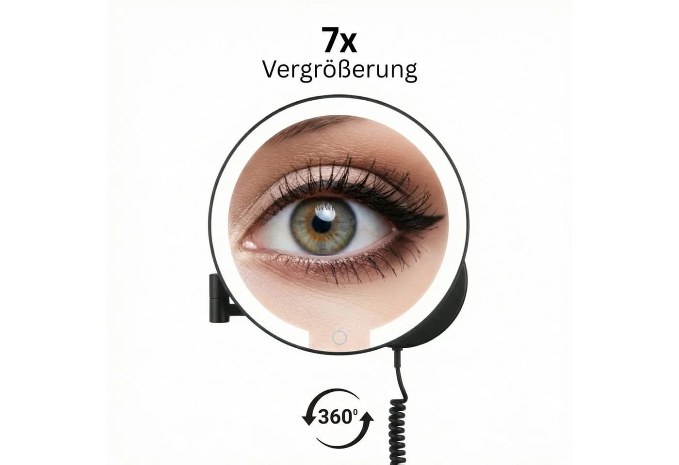 Libaro Kosmetikspiegel RAVENNA 7-fach Vergrößerung LED Schwarz/Silber - Bild 4