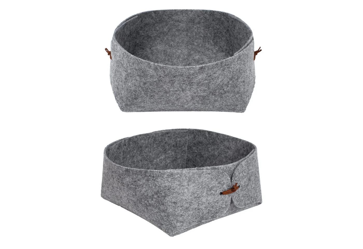 Libaro Badorganizer Aufbewahrungsbox stapelbar Ordnungsboxen Aufbewahrungskorb Stoff grau (3er-Set) - Bild 4