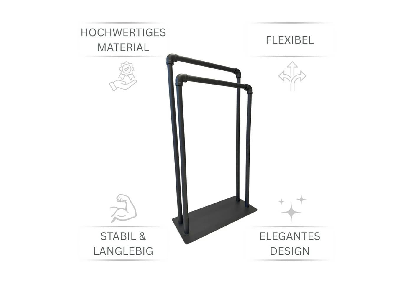 Libaro Handtuchständer Palermo Schwarz Matt 2 Arme - Bild 4