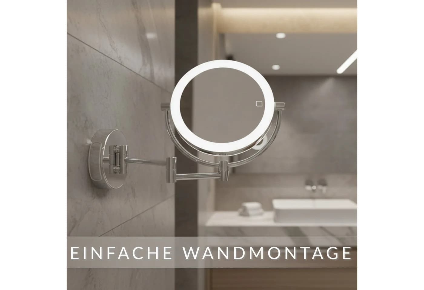 Libaro Kosmetikspiegel mit Beleuchtung MODENA LED 5-fach 10-fach Vergrößerung Wandmontage - Bild 3