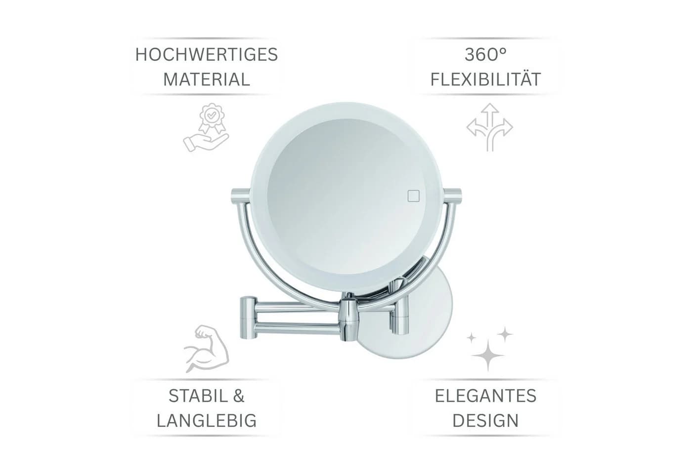 Libaro Kosmetikspiegel mit Beleuchtung MODENA LED 5-fach 10-fach Vergrößerung Wandmontage - Bild 4