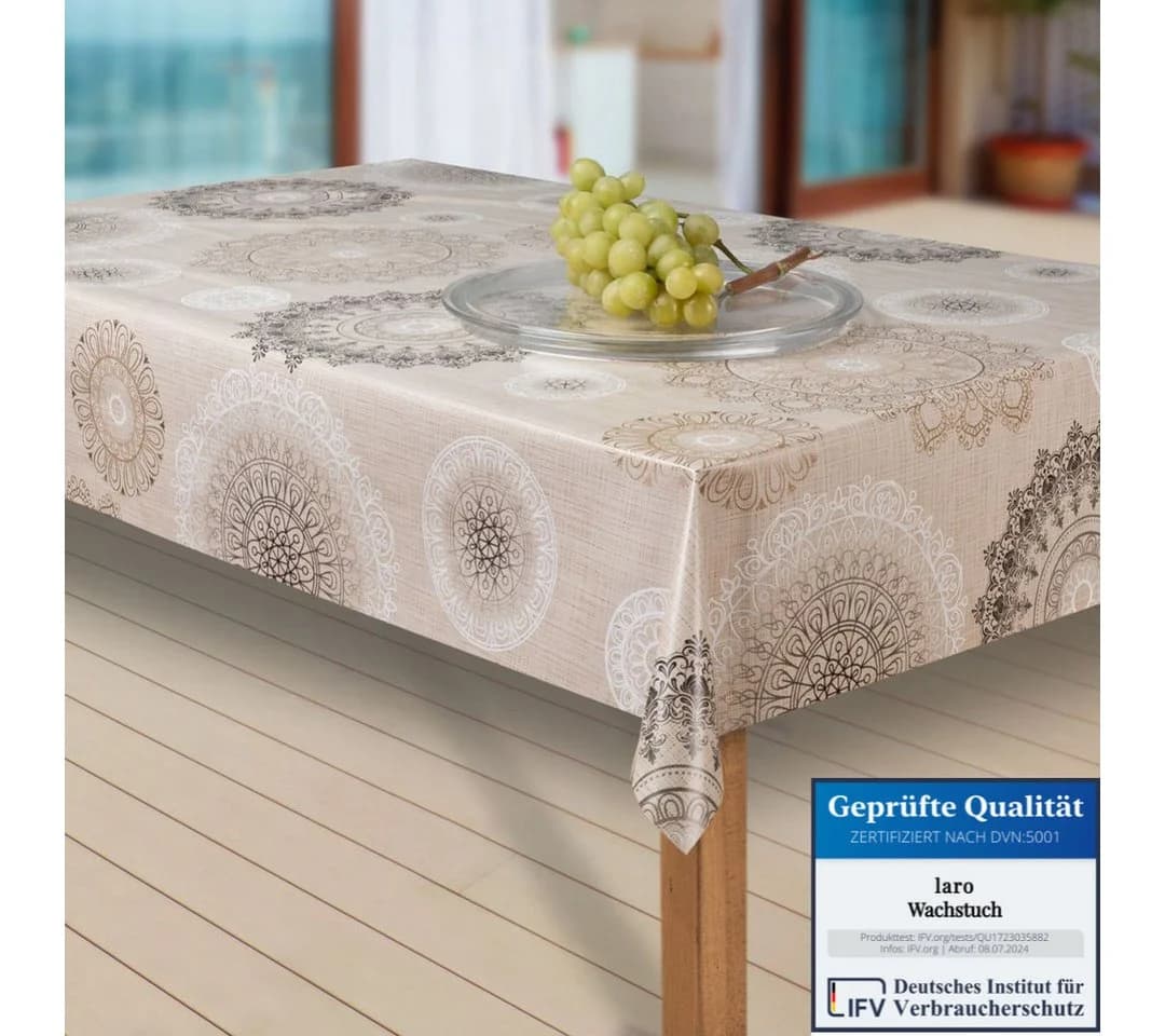 Laro Tischdecke Wachstuch Mandala Beige Braun Rechteckig - Bild 2