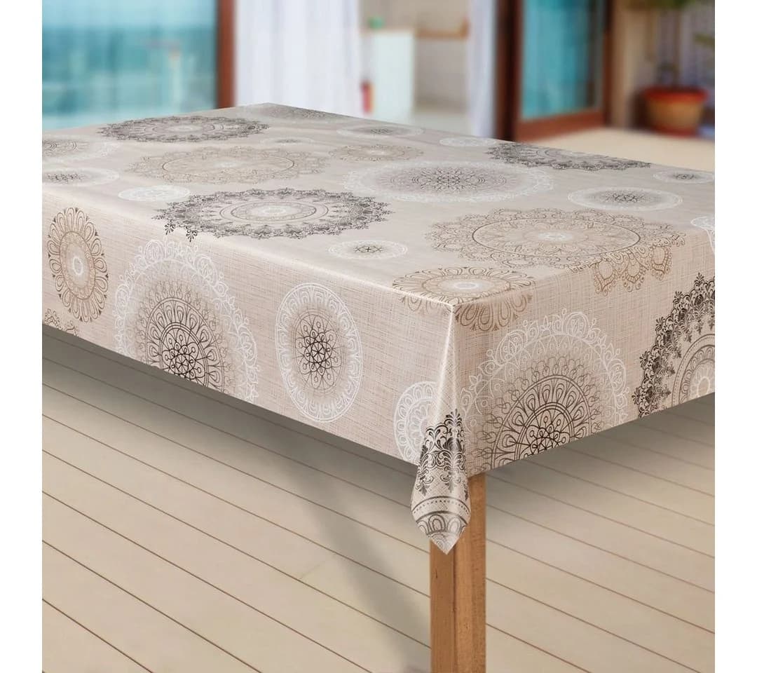Laro Tischdecke Wachstuch Mandala Beige Braun Rechteckig - Bild 3