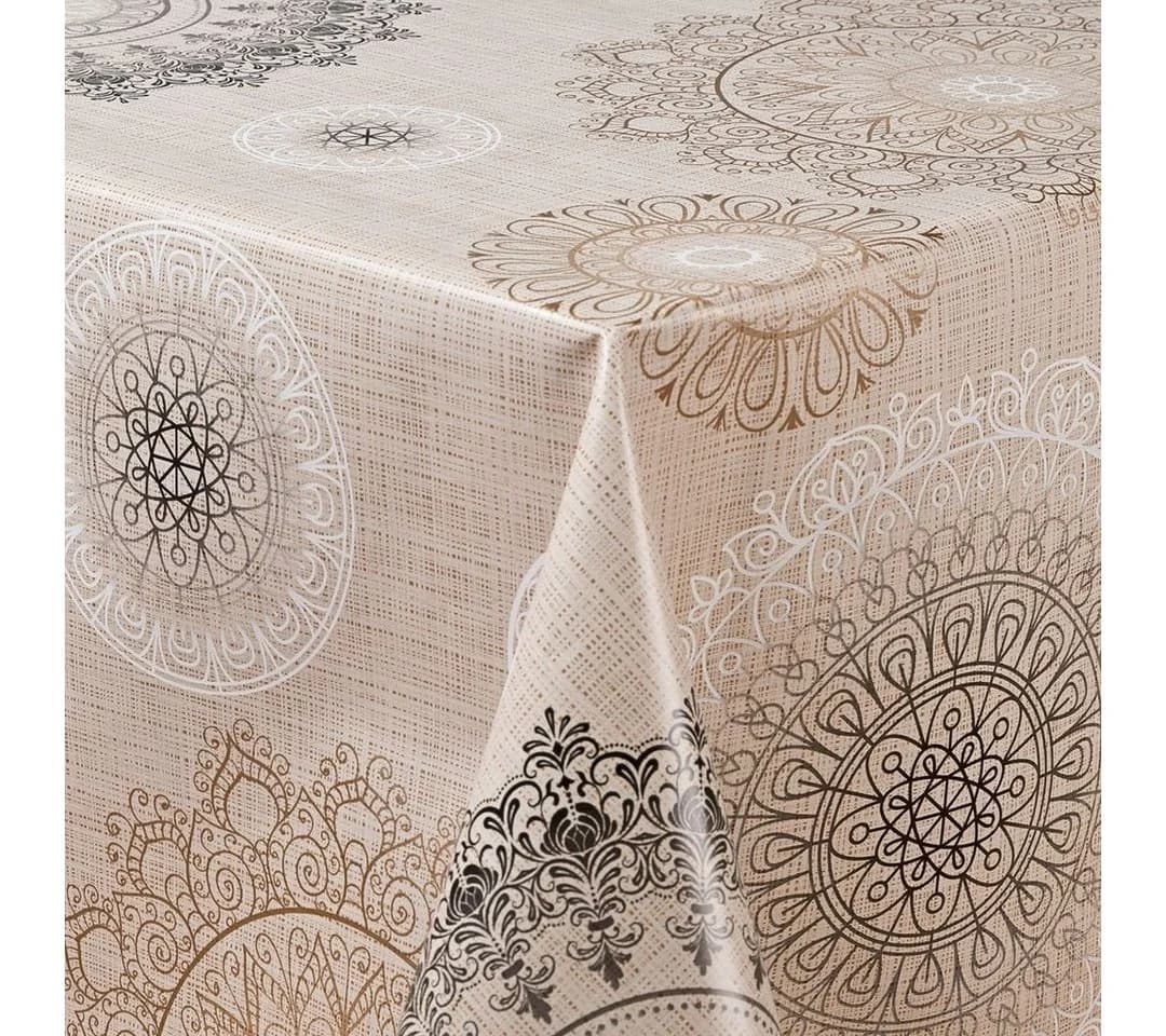 Laro Tischdecke Wachstuch Mandala Beige Braun Rechteckig - Bild 4