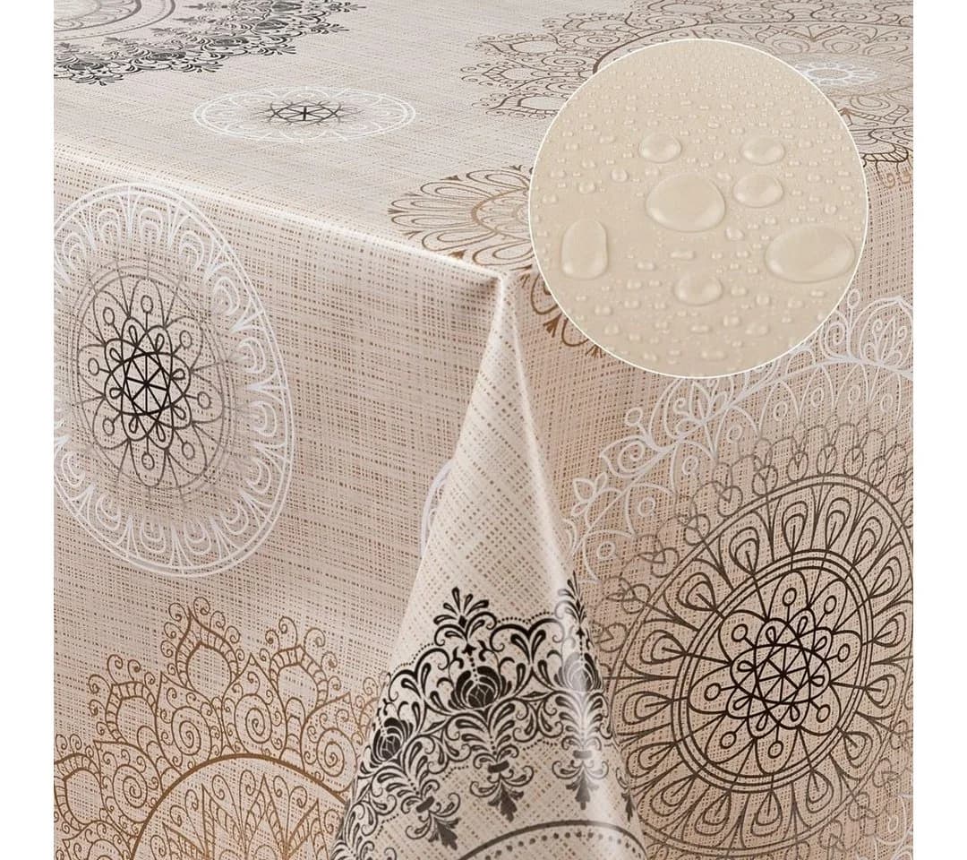 Laro Tischdecke Wachstuch Mandala Beige Braun Rechteckig - Bild 5