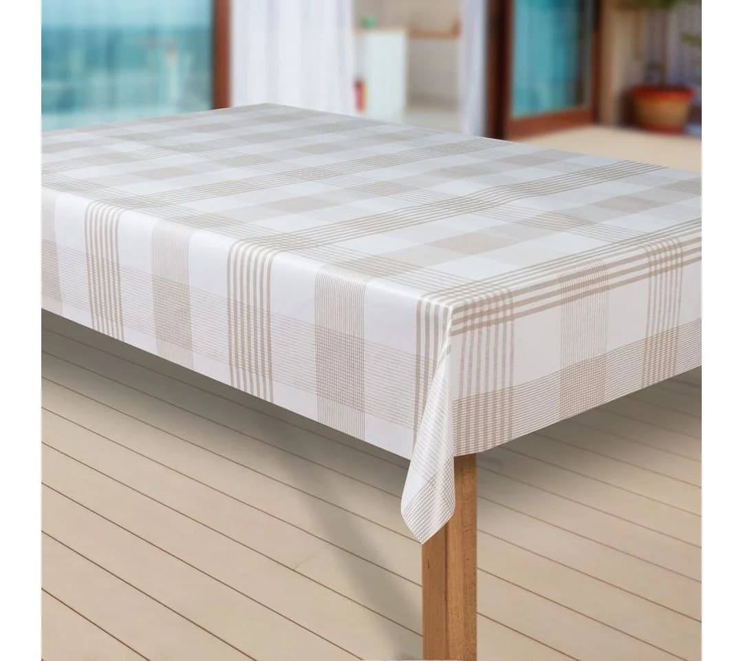 laro Tischdecke Wachstuch Streifen Weiß Braun - Bild 3