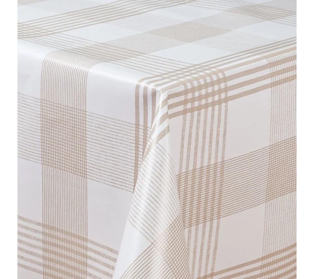 laro Tischdecke Wachstuch Streifen Weiß Braun - Bild 4