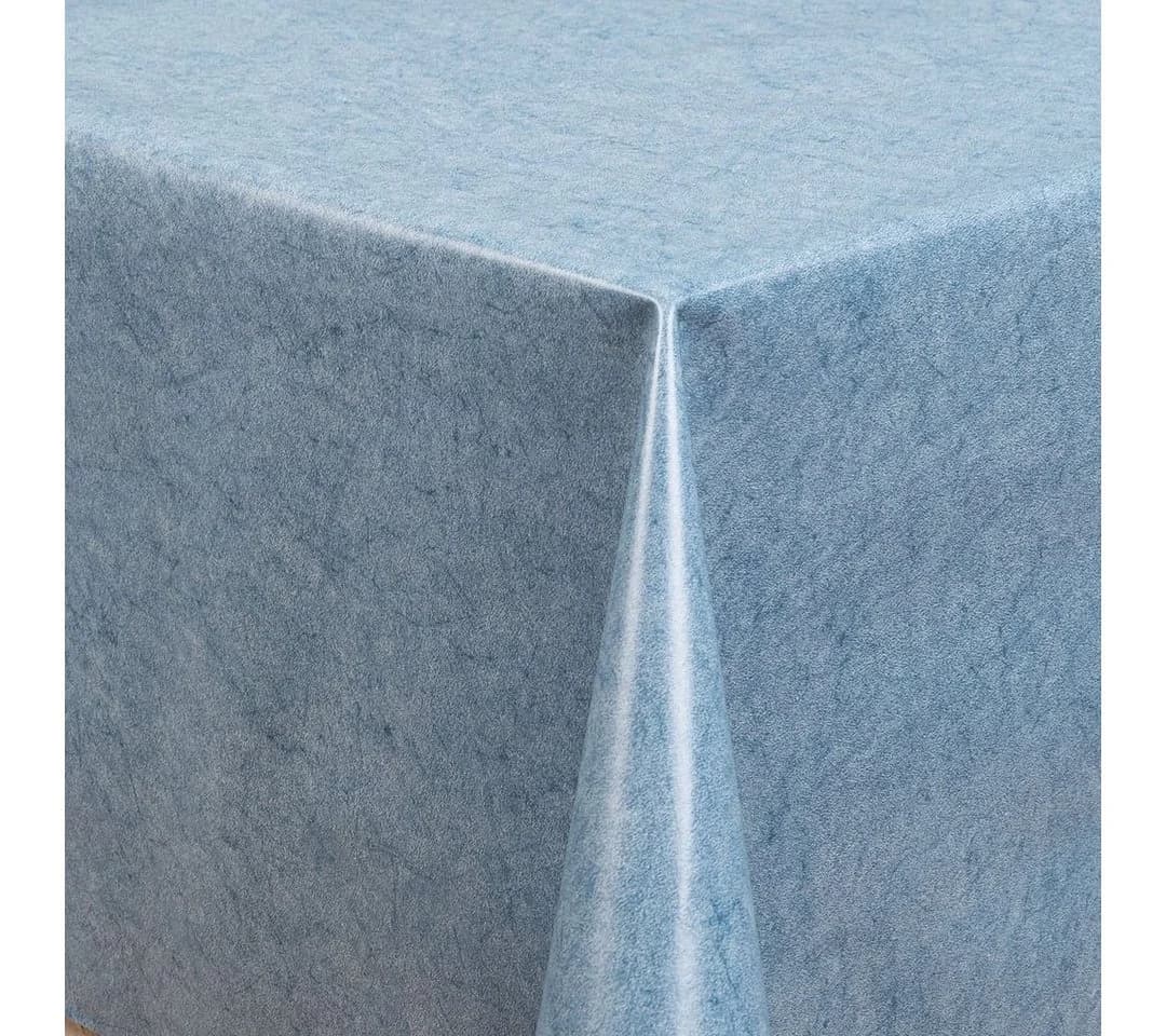 Laro Tischdecke Wachstuch-Tischdecken Abwaschbar Uni Blau Meliert Rechteckig
