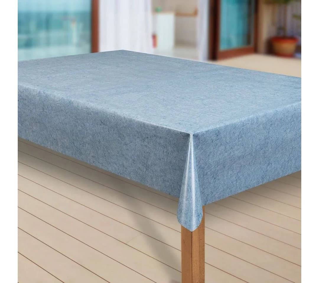 Laro Tischdecke Wachstuch-Tischdecken Abwaschbar Uni Blau Meliert Rechteckig - Bild 2
