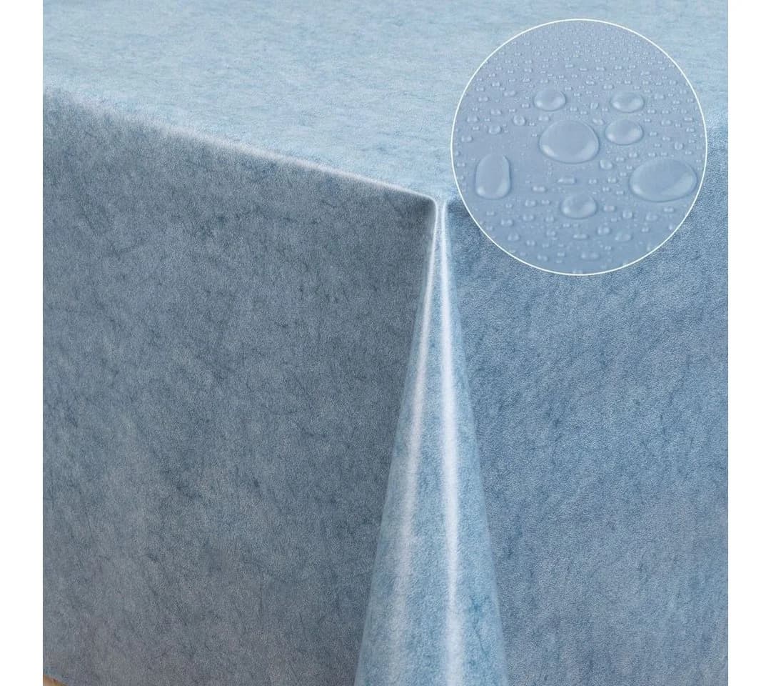 Laro Tischdecke Wachstuch-Tischdecken Abwaschbar Uni Blau Meliert Rechteckig - Bild 3
