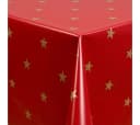 Laro Tischdecke Wachstuch Abwaschbar Sterne Rot Gold Rechteckig Bild 3