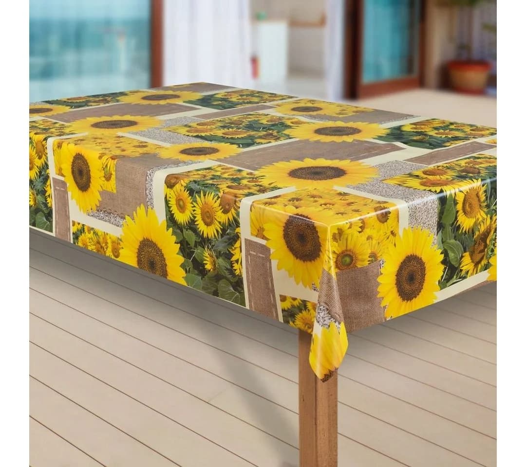 Laro Tischdecke Wachstuch Sonnen Blumen Rechteckig