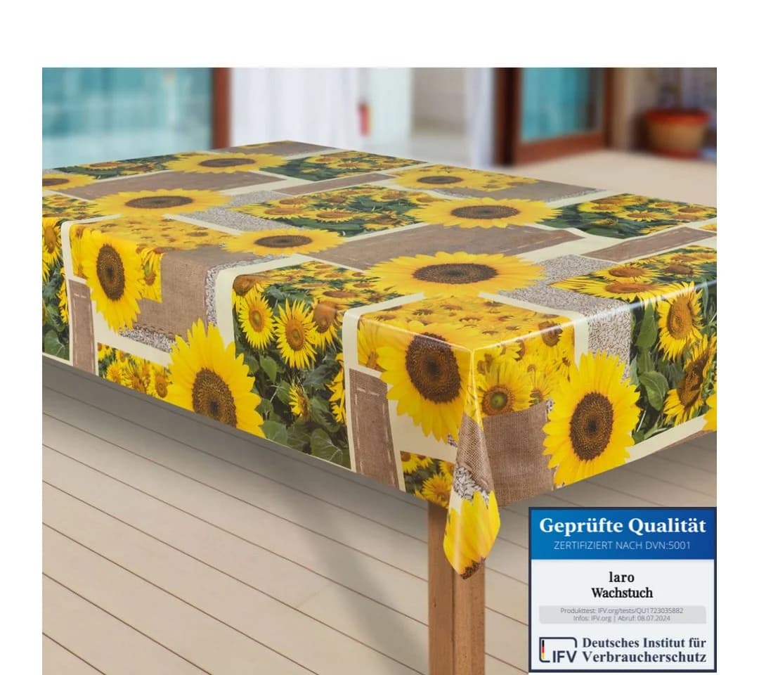Laro Tischdecke Wachstuch Sonnen Blumen Rechteckig - Bild 2