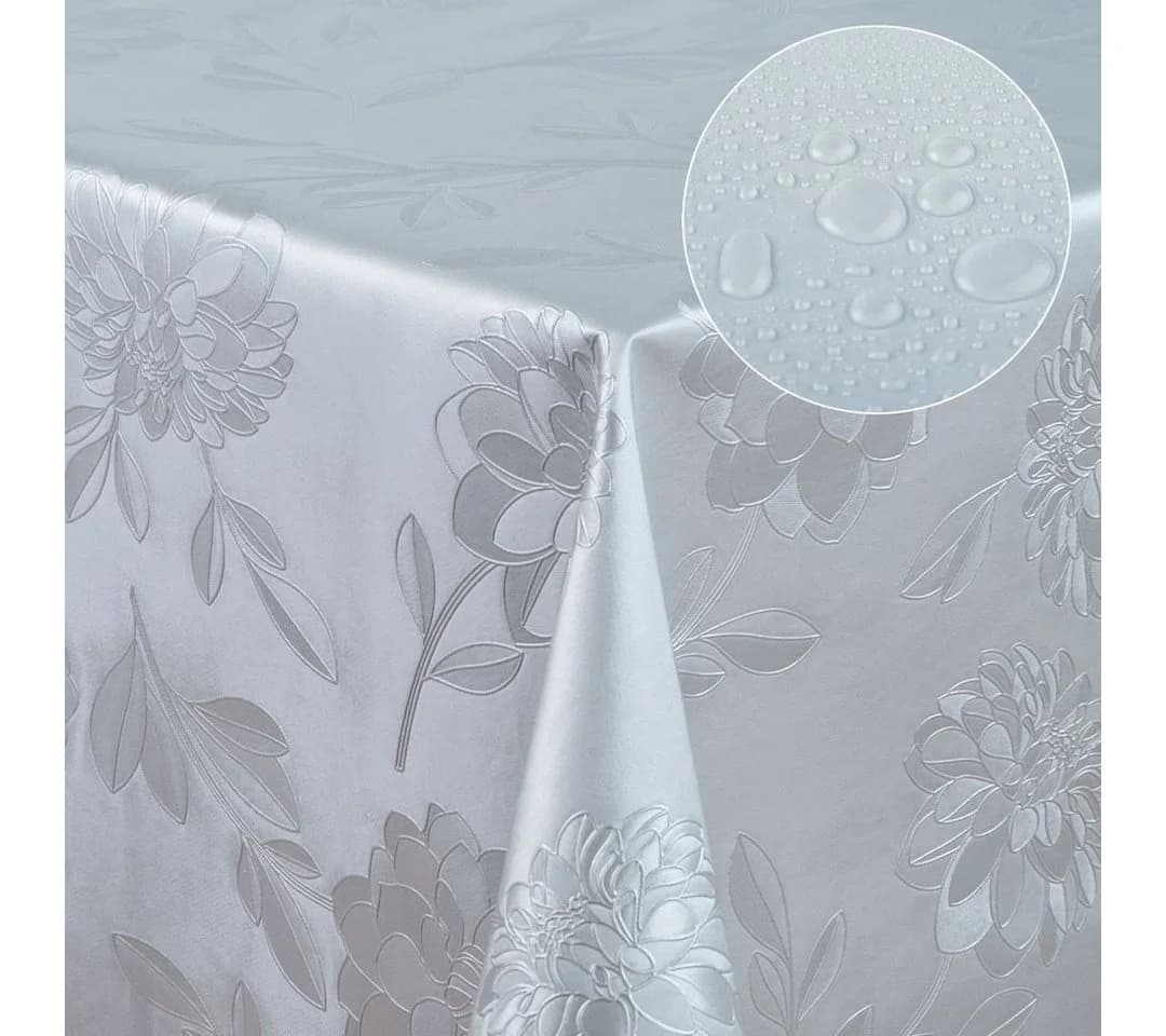 Laro Tischdecke Wachstuch-Tischdecken Abwaschbar Dhalia Silber Rechteckig - Bild 4