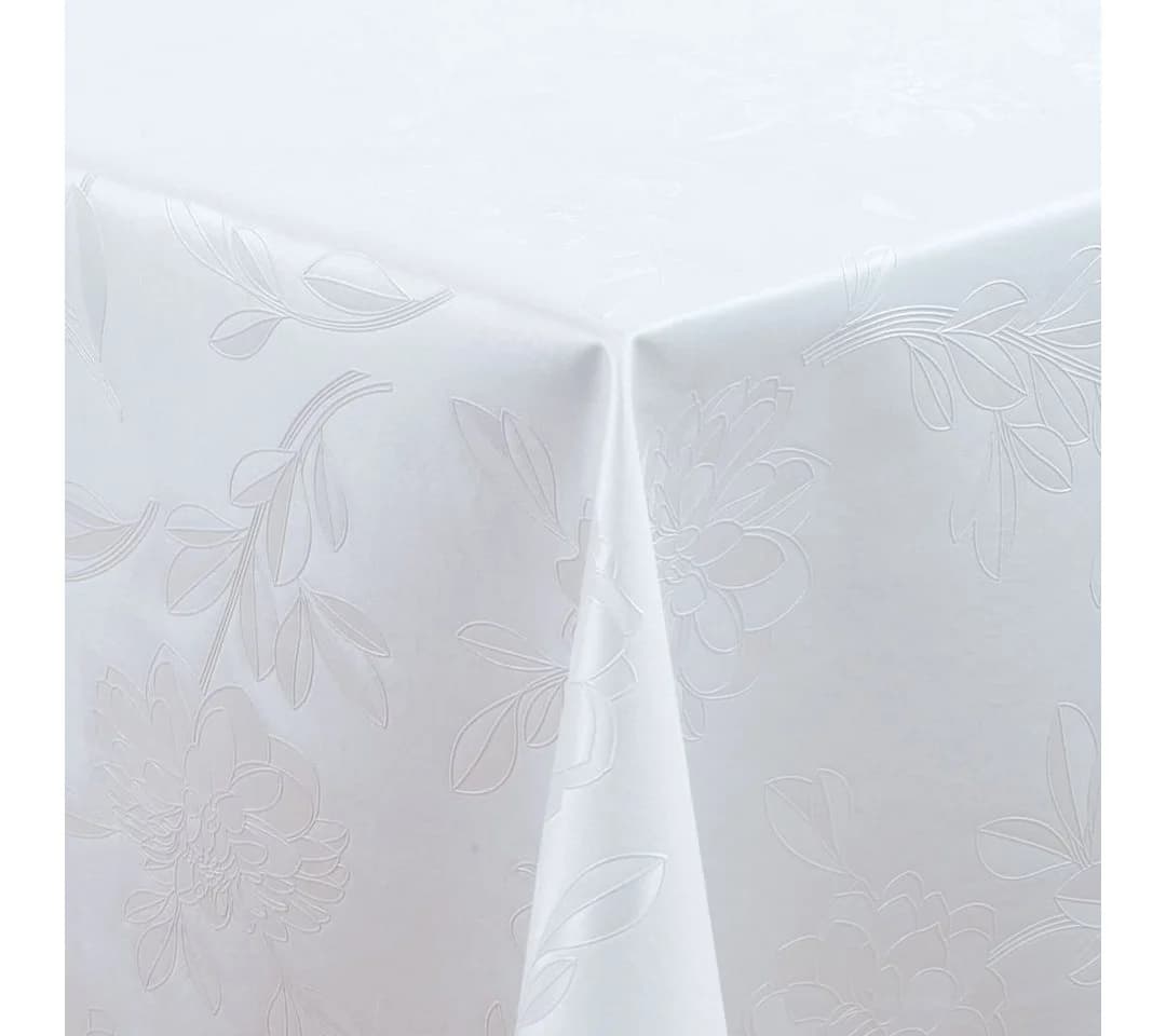 Laro Wachstuch-Tischdecke Abwaschbar Dhalia Weiß Rechteckig - Bild 3