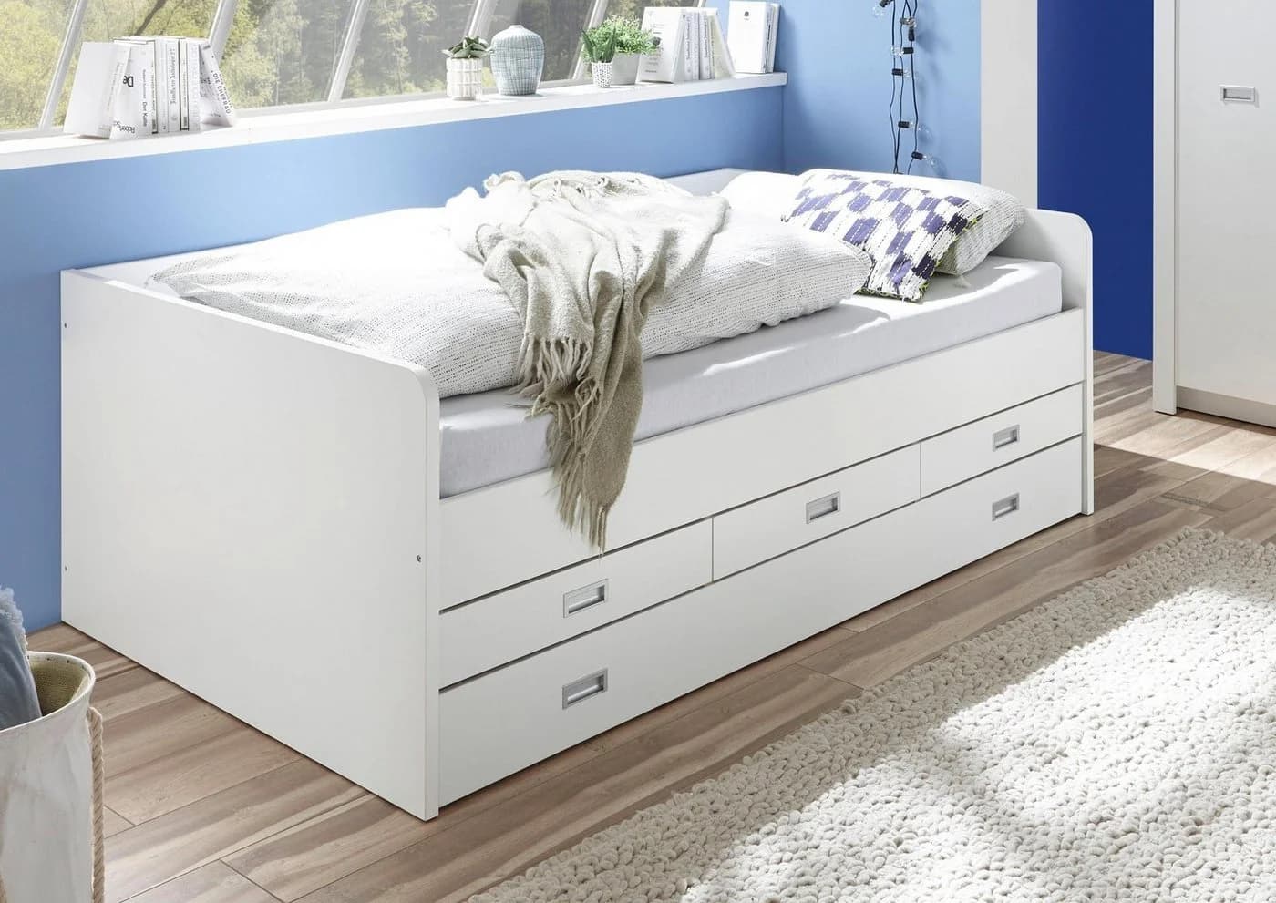 BEGABINO Funktionsbett Alaska Weiß mit 2 Liegeflächen und Schubkästen - Bild 2