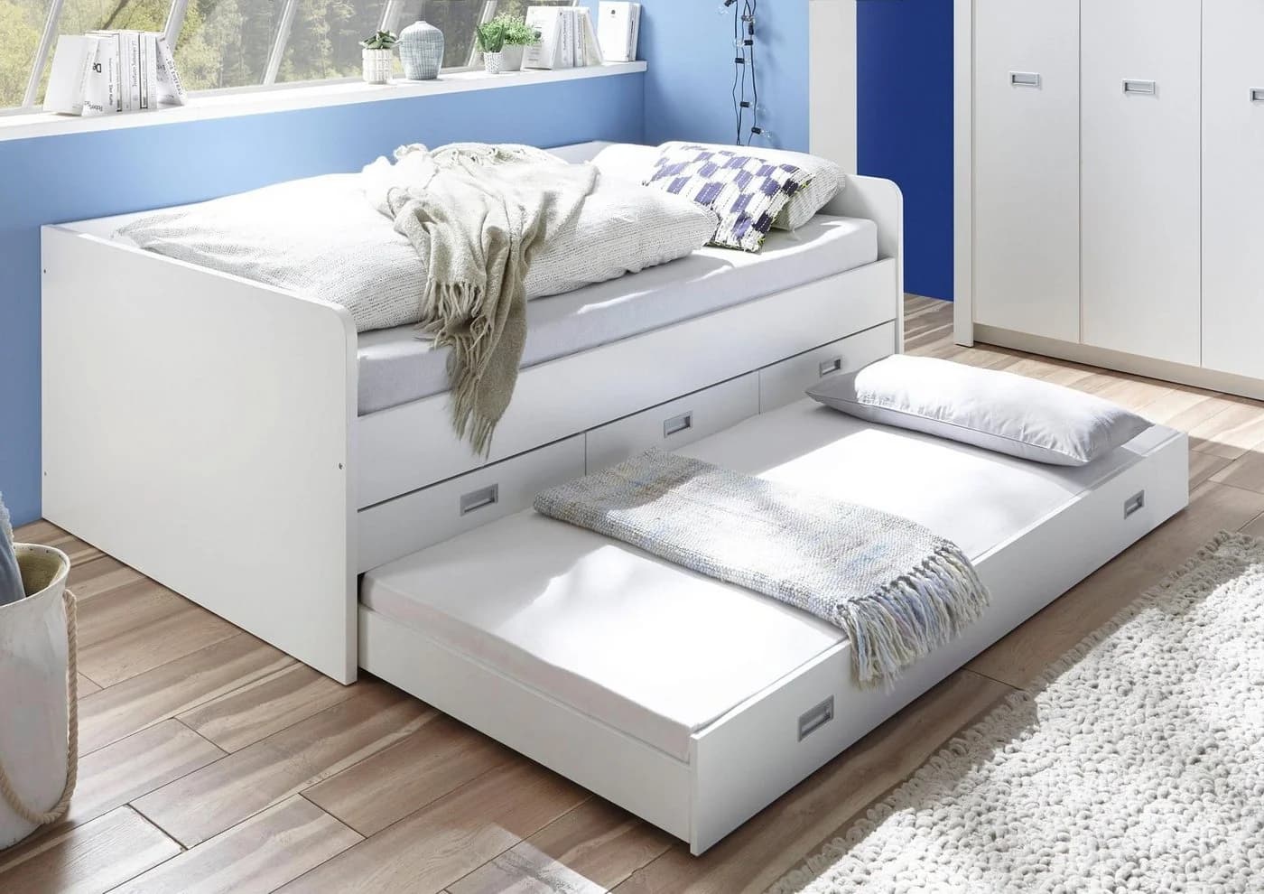 BEGABINO Funktionsbett Alaska Weiß mit 2 Liegeflächen und Schubkästen - Bild 5