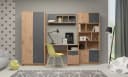 BEGABINO Jugendzimmer-Set Karla Grau Eiche Kleiderschrank Schreibtisch Bild 1