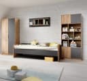 BEGABINO Jugendzimmer-Set Karla Grau Eiche Kleiderschrank Schreibtisch Bild 4