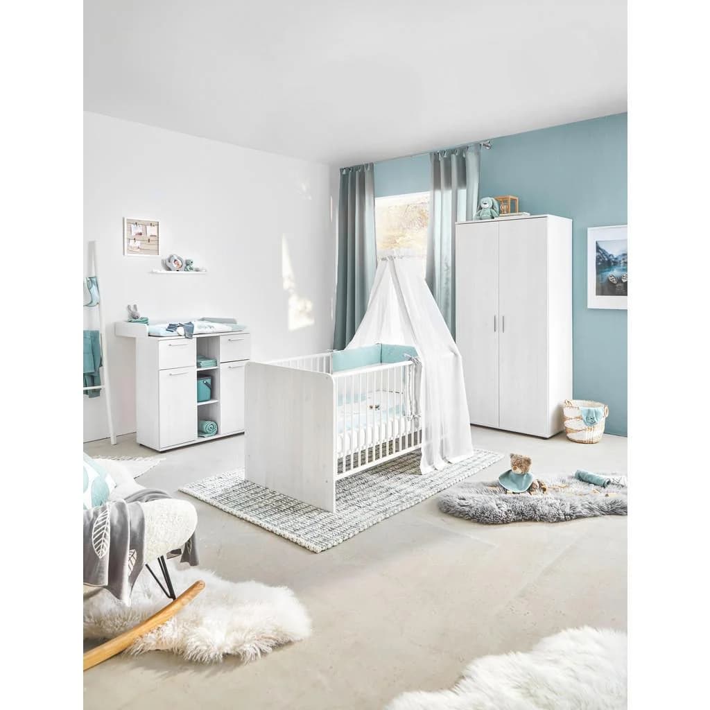 My Baby Lou Babyzimmer Chico Weiß Holzwerkstoff 2 Fächer 2 Schubladen Umbaubar