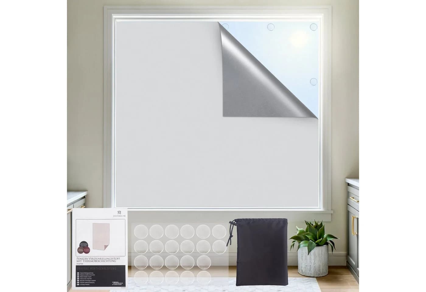 Victoria M. Verdunkelungsstoff 140x300 cm 100% Blackout mit Thermobeschichtung - Bild 2